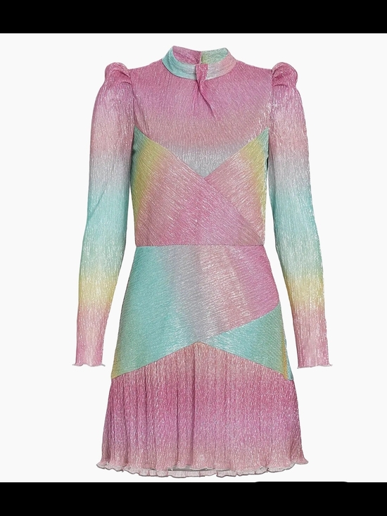 SAYLOR Dresses & Skirts - NEW Saylor Pastel Rainbow Long Sleeve Mini Dress Size S Preppy Coquette Y2K 80s